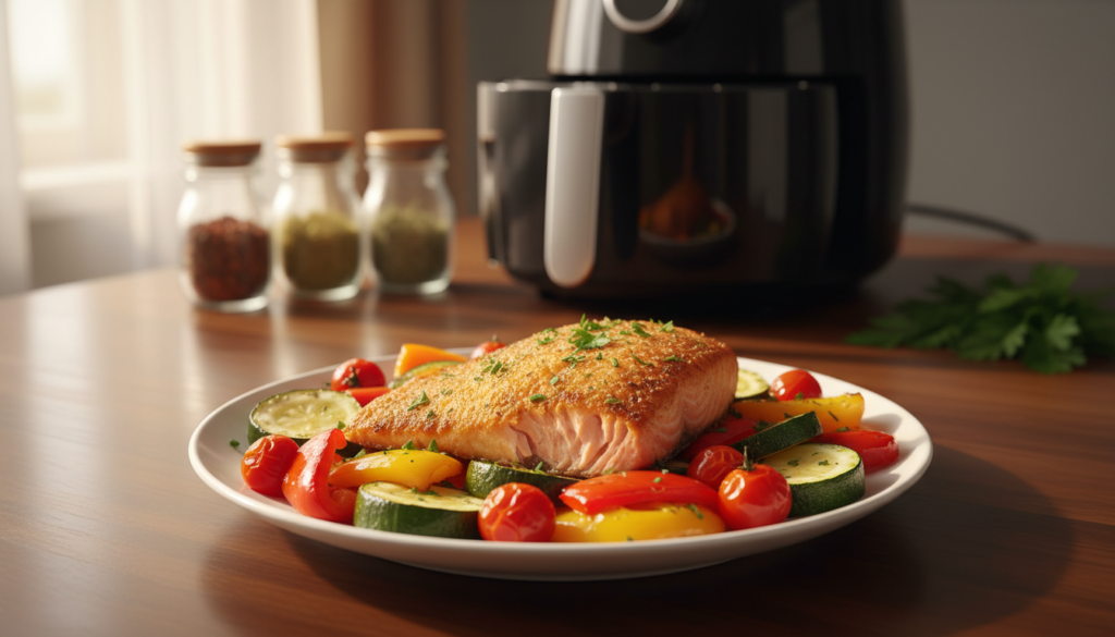 best air fryer salmon recipe with roasted vegetables best air fryer salmon recipe with roasted vegetables