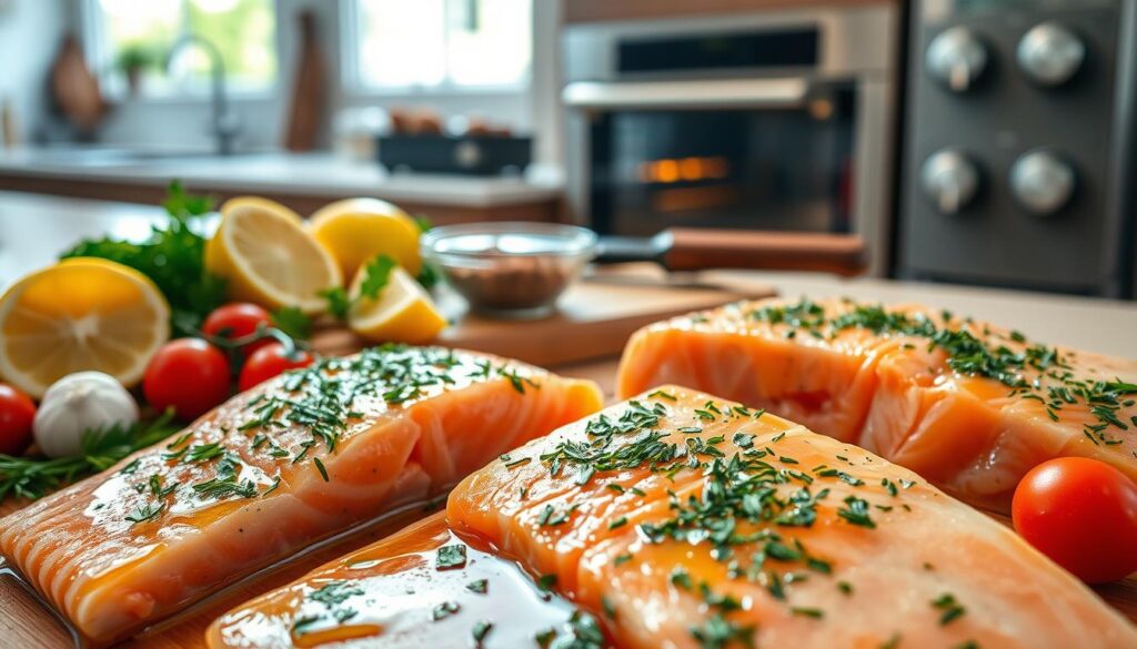 delicious oven-baked salmon fillet preparation