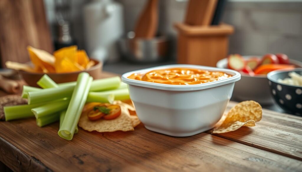 frank's redhot buffalo dip stored in airtight container