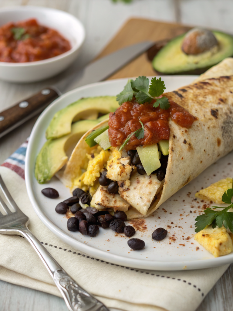 High protein breakfast burrito