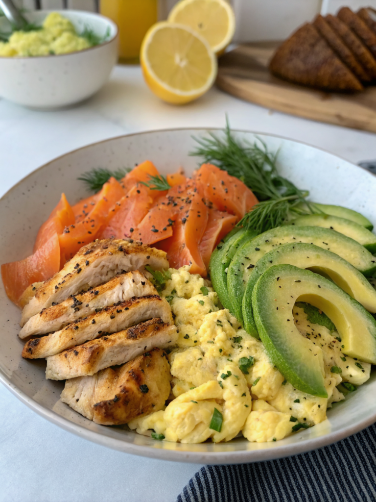 high protein breakfast plate