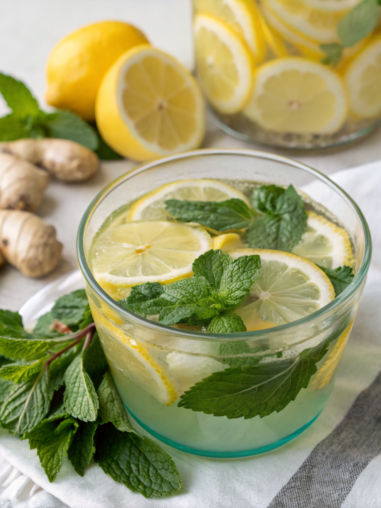 mint lemon ginger drink