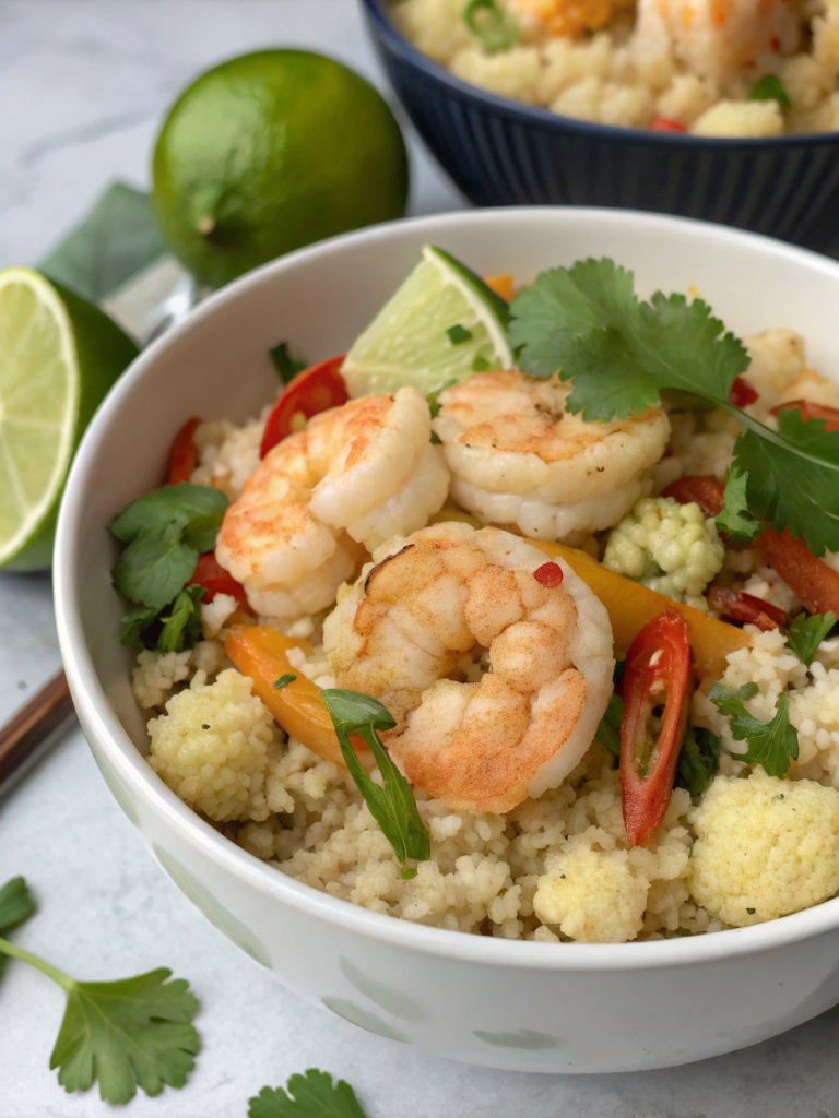 shrimp cauliflower rice bowl