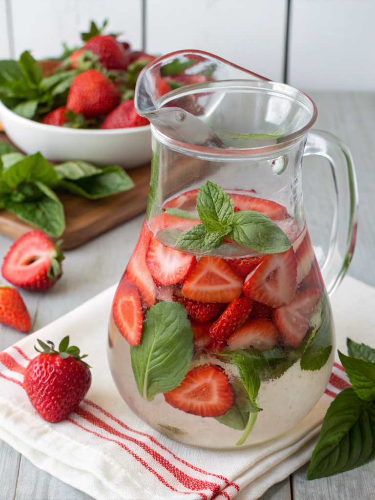strawberry basil infused water