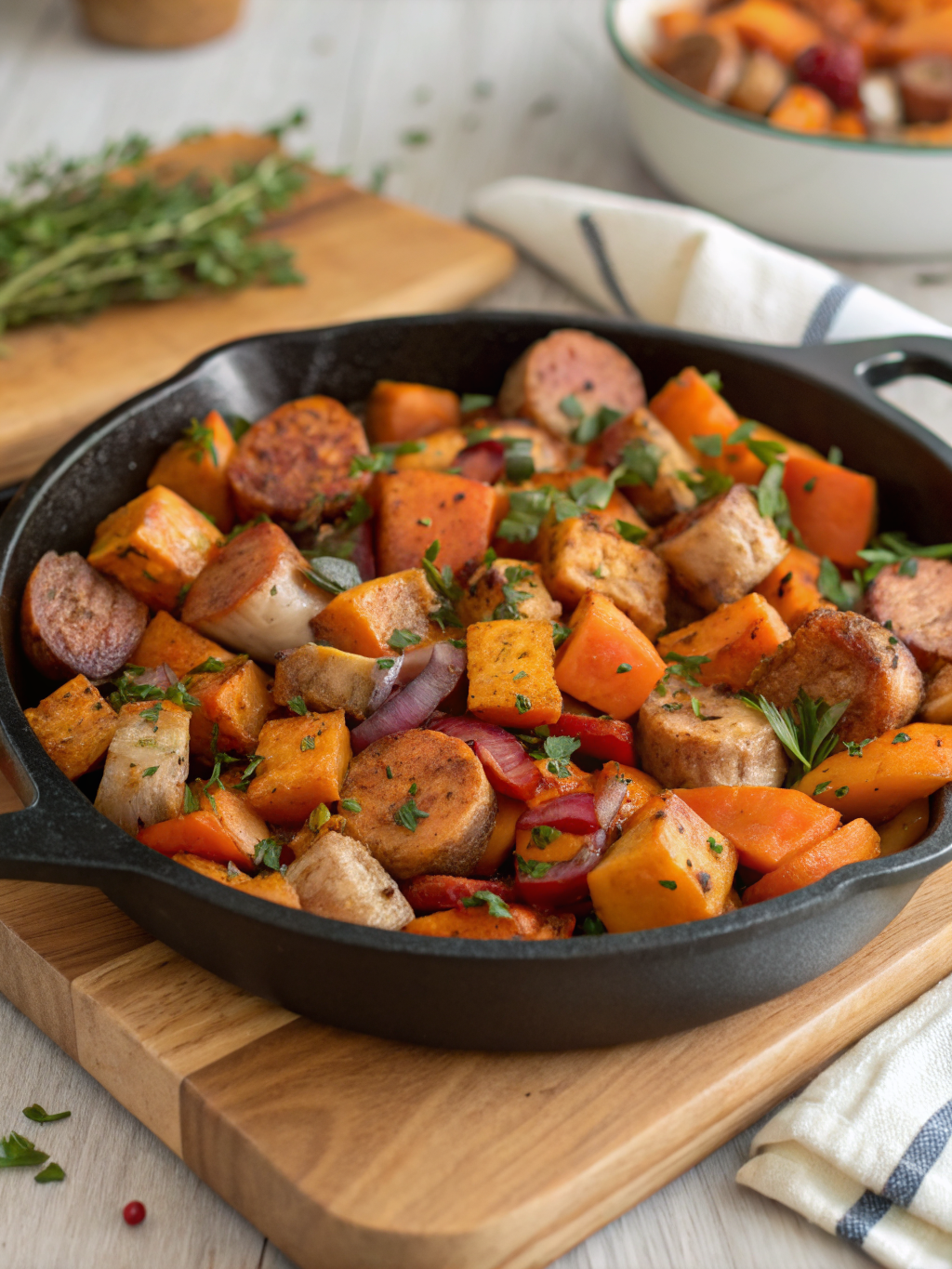 Chicken Sausage Sweet Potato Skillet
