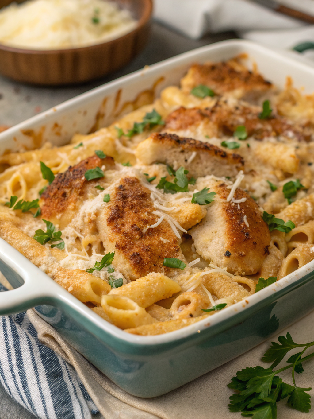 Crispy Marry Me Chicken Pasta Casserole