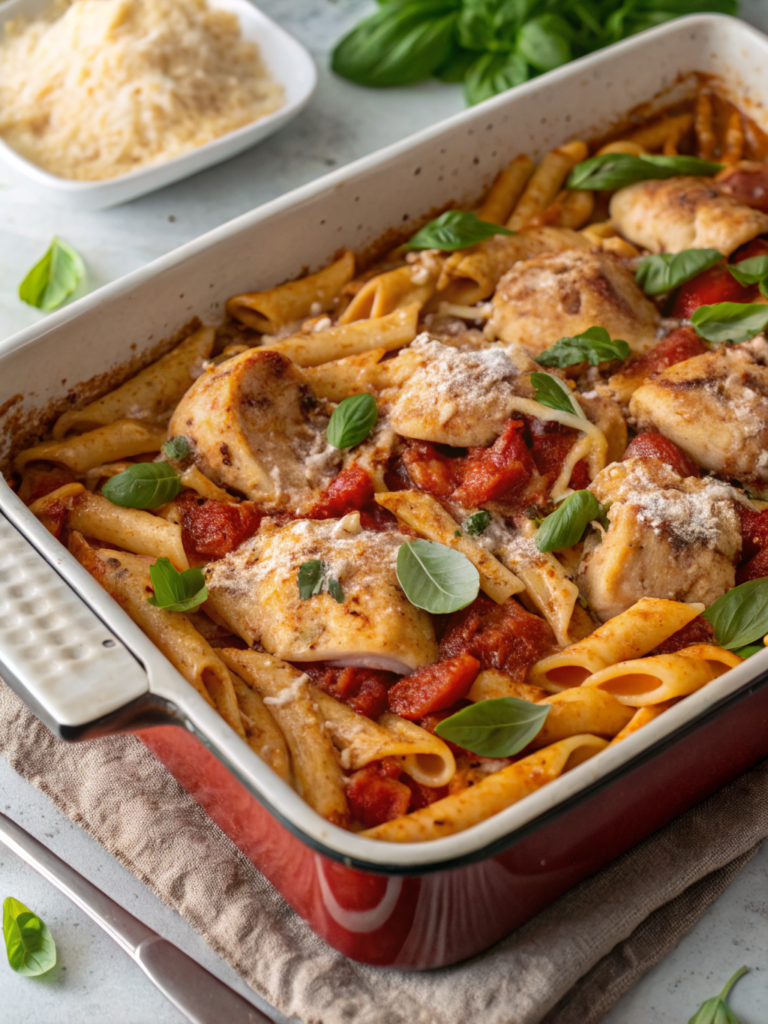 High Protein Marry Me Chicken Pasta Bake