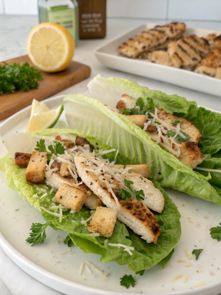 grilled chicken caesar lettuce wraps keto