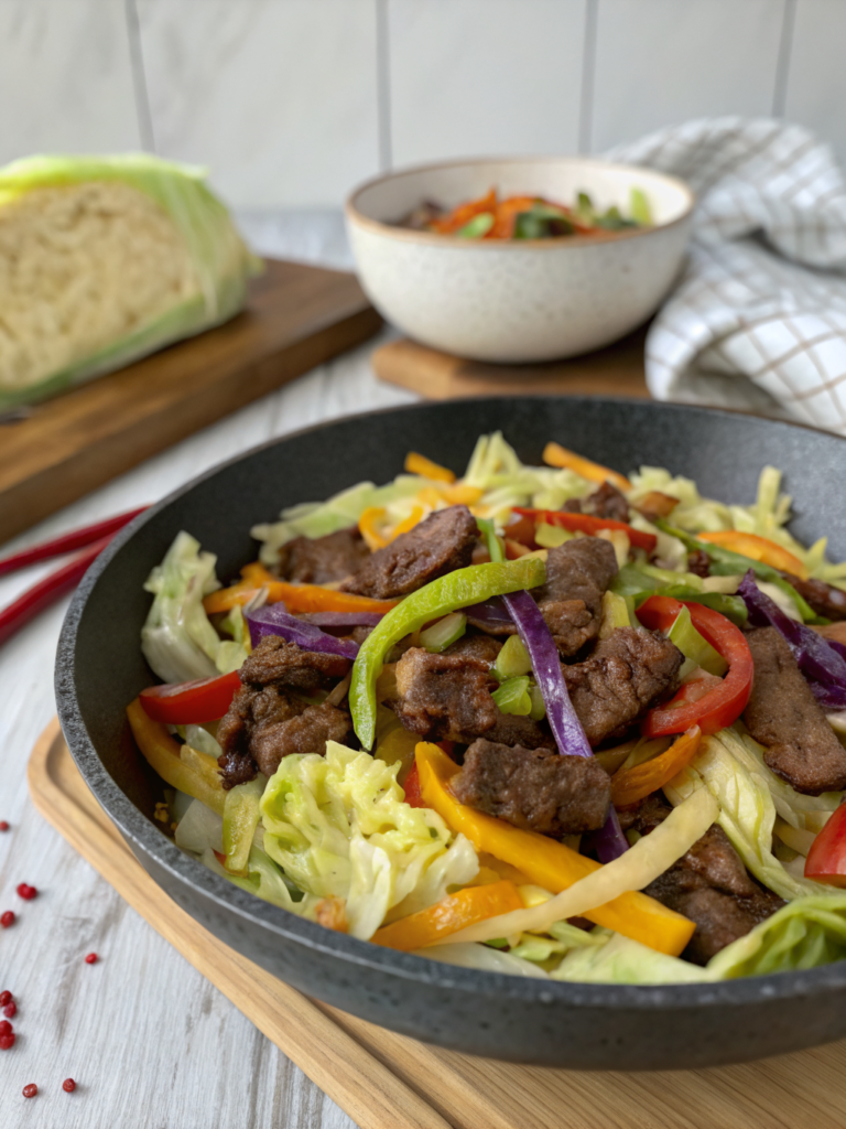keto cabbage and beef stir fry