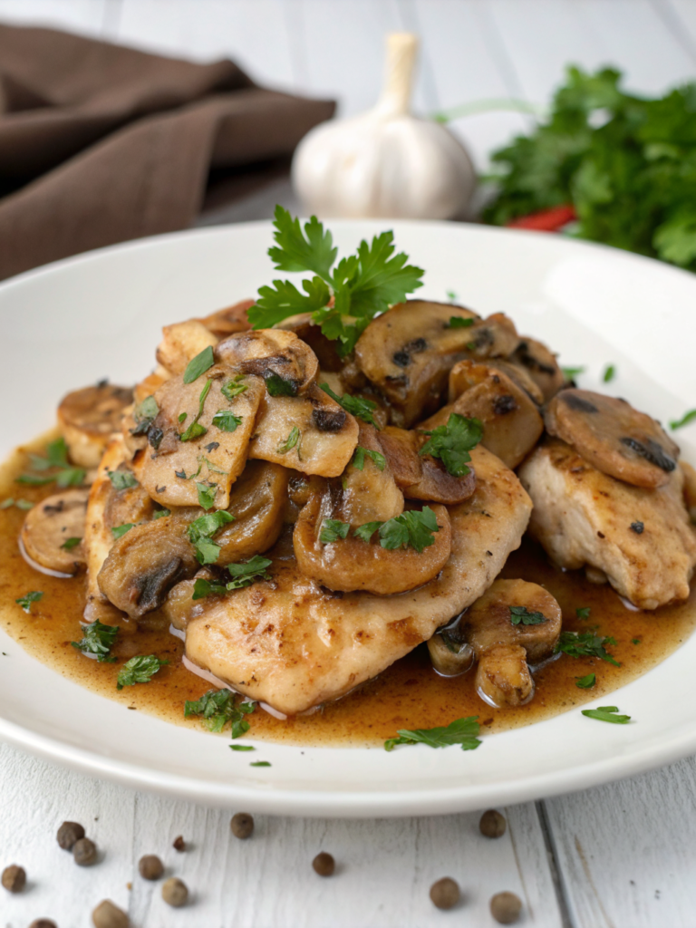 High Protein Garlic Mushroom Chicken