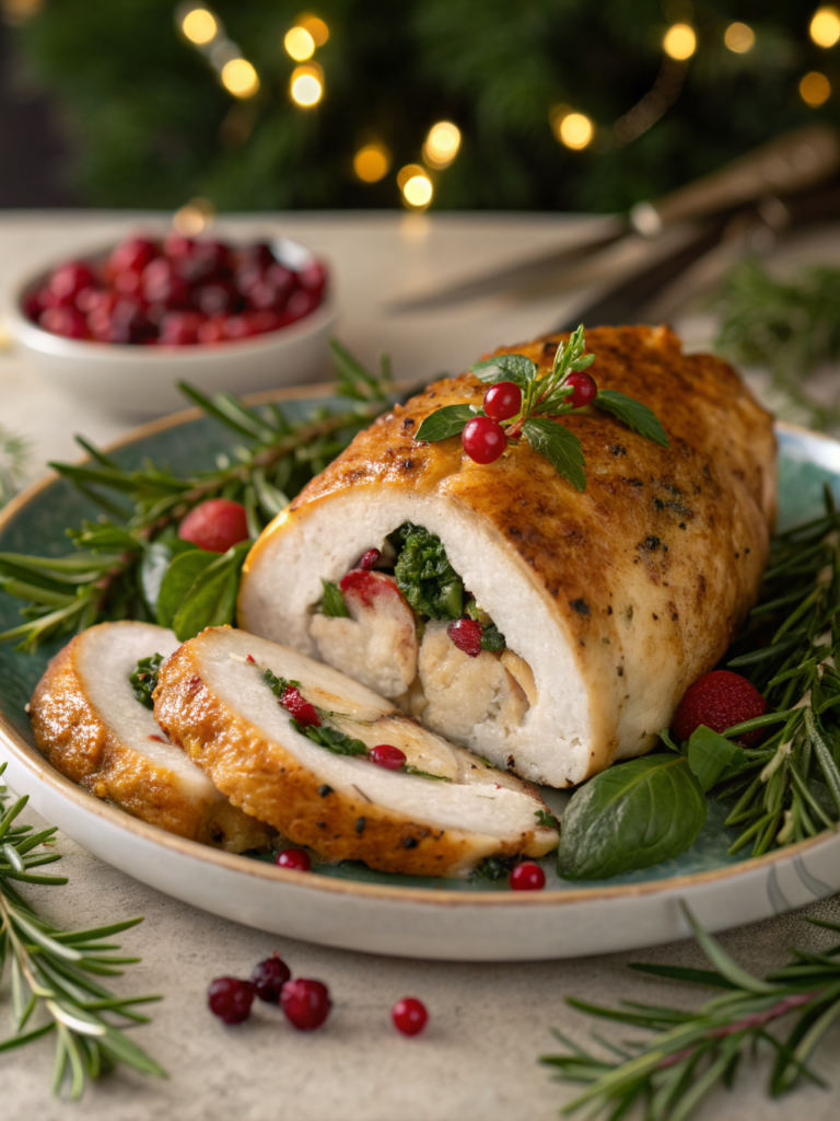 Christmas stuffed chicken breast