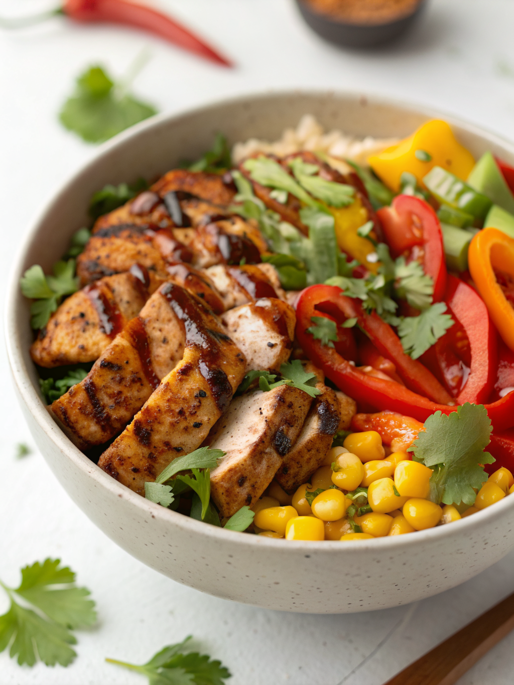 high protein BBQ chicken bowls