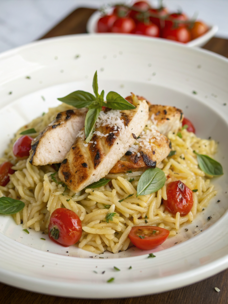 high protein chicken orzo