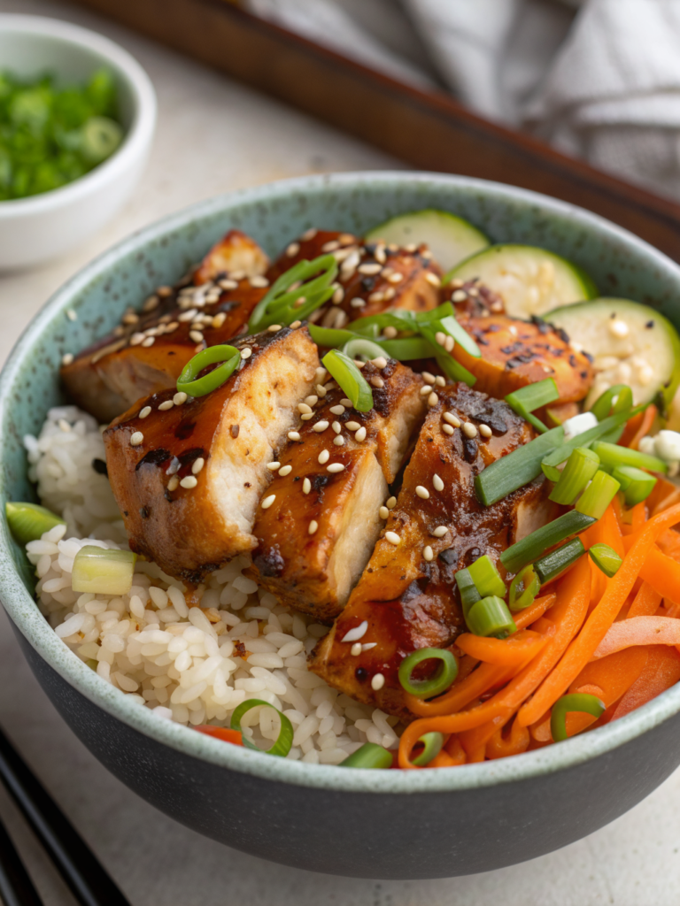 high protein teriyaki chicken bowls