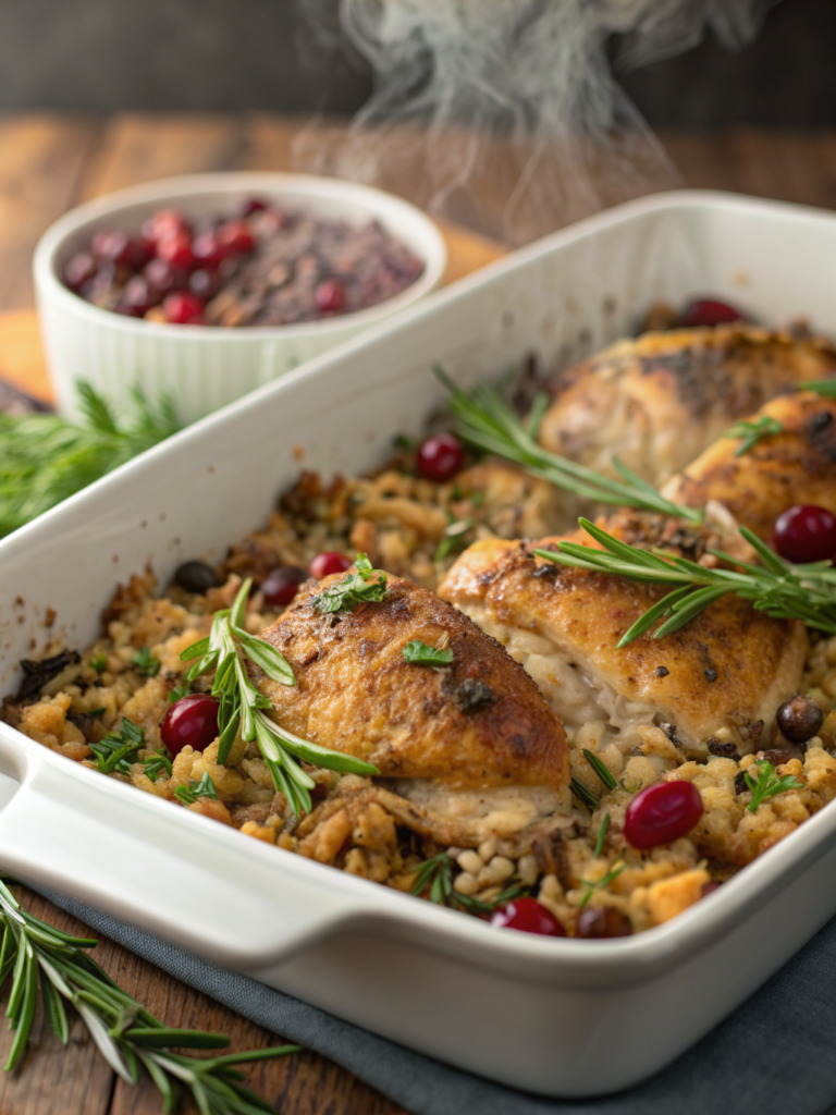 Thanksgiving chicken and wild rice casserole
