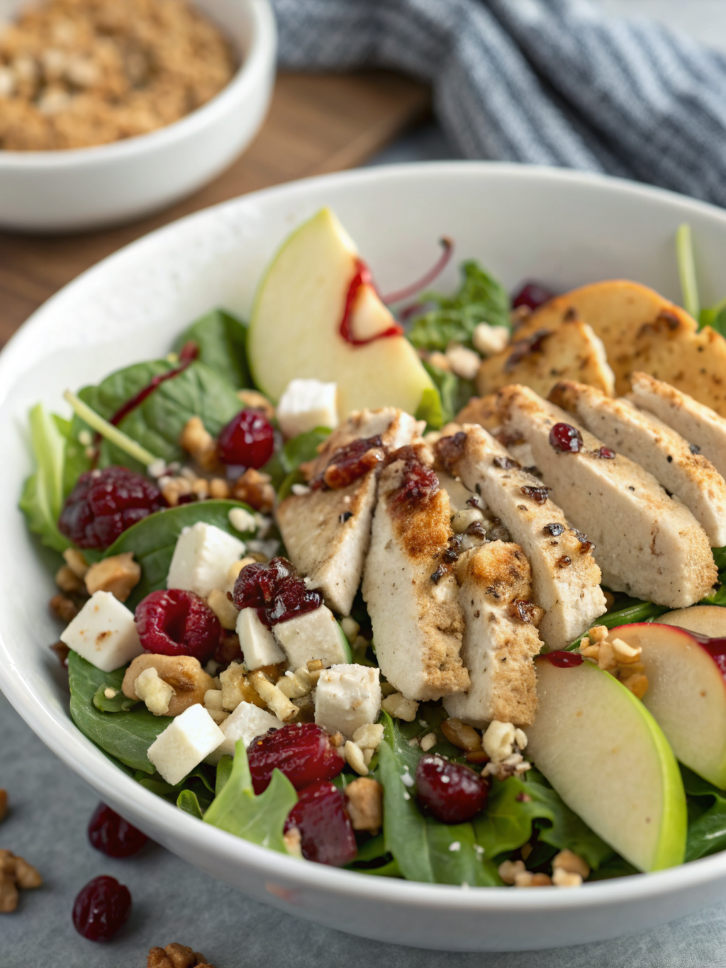 high protein apple cranberry chicken salad