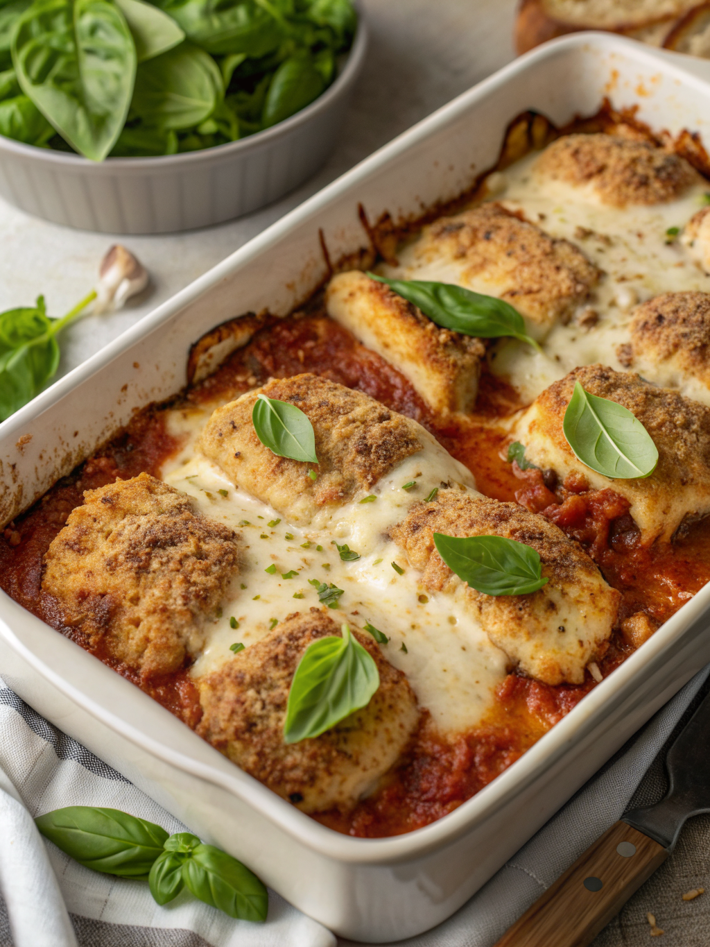 high protein chicken Parmesan casserole