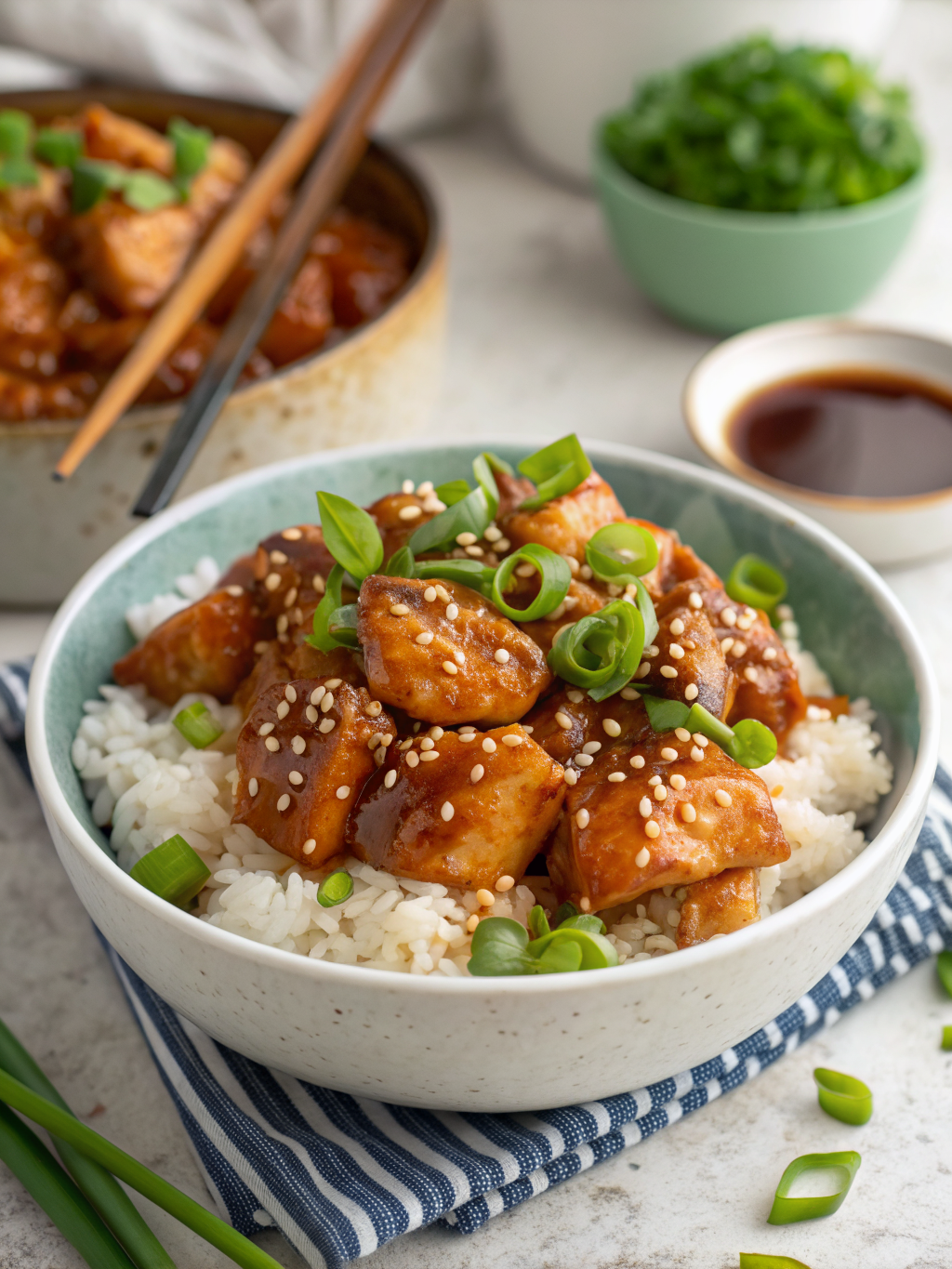high protein hot honey chicken bowls