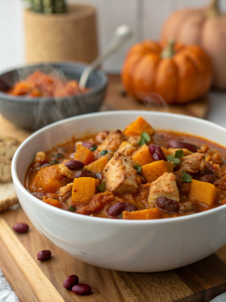 high protein pumpkin chicken chili