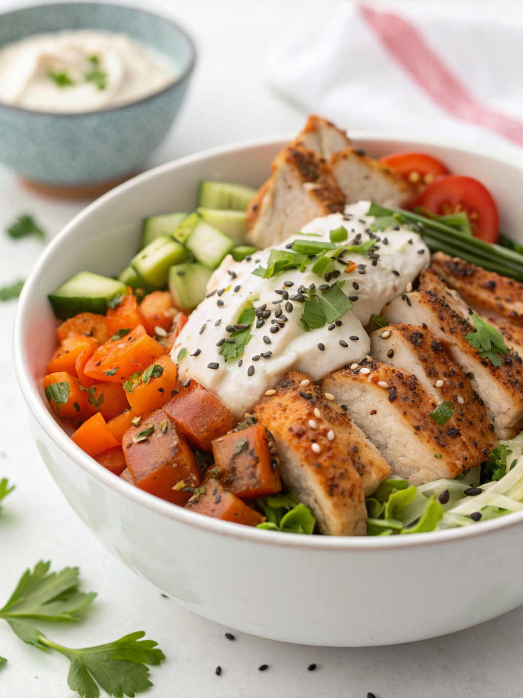 high protein ranch chicken bowls